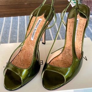 Manolo Blahnik, Olive, 381/2, worn 1x.